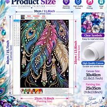 DIY 5D Special Shaped Pearl Diamond Painting Kit, Colorful Peacock Feathers With Rhinestone & Pearl Art Canvas, 30x40cm Frameless, Home Wall Decor, Handmade Gift - View 6