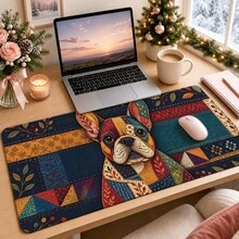 1pc Fall Raccoon Mouse Pad, Patchwork Woodland Animals, Mushrooms And Autumn Leaves Extended Desk Mat For Home Office And Gaming, Sizes S/M/L/XL - View 5