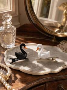 2pcs Cute 3D Swan Hair Clips, White & Black Swan Best Friend Matching Side Bang Clips For Girls - Multicolor - View 2