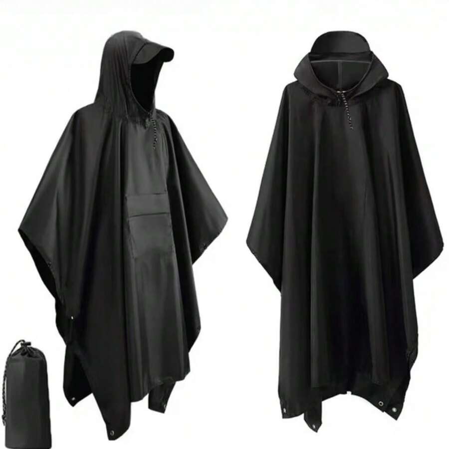 Unisex Hooded Waterproof Rain Poncho, Lightweight Reusable Outdoor Rain ...