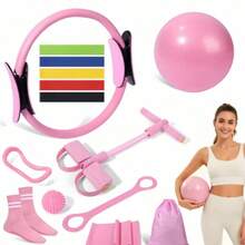 Upgraded Pedal Resistance Band (With Handle) + 8-Figure Puller Set, Multi-Function Stretching Training Band, Suitable For Yoga, Home Workout And More - A - View 3