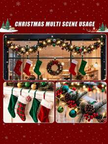 1 Set Reusable Christmas Wreath Hooks And Ties, And Stocking Holder; Reusable Ties Suitable For Stocking Holder, Fireplace, Stairs And Front Door. - Multicolor - View 6