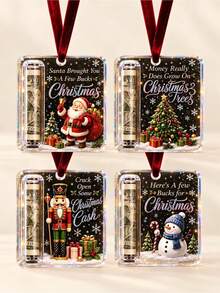 1/2/4pcs Christmas Money Bag Hanging Ornaments, Christmas Tree Hanging Decor, Secret Christmas Gift, Office Christmas Party And Family Holiday Gathering Christmas Stocking Gifts, Fun Surprise Home Decor (Cash Not Included) - Multiple Styles - View 1