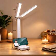 1pc Rechargeable LED Folding Desk Lamp, 3 Lighting Modes And Brightness Adjustment, Portable, Suitable For Reading, Studying, Dorm, Bedroom, Home, Office And More - Fold - View 16