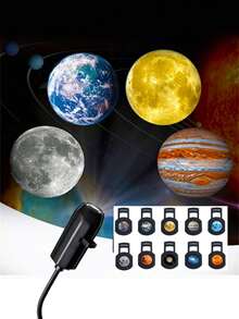Guanova 1pc USB Galaxy Projector Light, Planet Projection, Moon Earth Mars Saturn Projection Lamp, 1/3/6/10 Patterns, Suitable For Bedroom Ceiling, Home Theater, Party Decoration, Photography Lighting, Bedroom Decor, Room Decor - USB Planet Projector - View 9