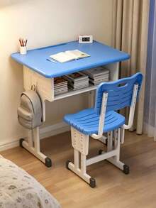 Height‑Adjustable Study Desk & Chair Set, Ergonomic Adjustable Legs With Open Storage Shelf, Smooth Desktop For Writing Drawing Reading, Bedroom Home Study Corner Furniture For Preschool & Elementary Boys Girls - Multiple Specifications - View 4