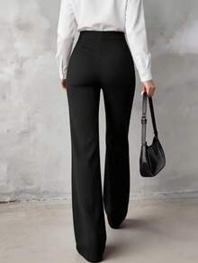 Women's High Waist Slim Fit Daily Versatile Commute Minimalist Solid Color Wide Leg Pants, Suitable For Daily, Office And Sports Wear - Black - View 4