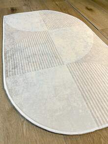 Pinkie Home - 1pc Asymmetrical Irregular Shape Beige Rug - Modern Aesthetic, Machine Washable, Non-Slip - Suitable For Hallway, Kitchen, Bedside, Bedroom, Living Room, Bathroom - Home Decor - Champagne - View 4