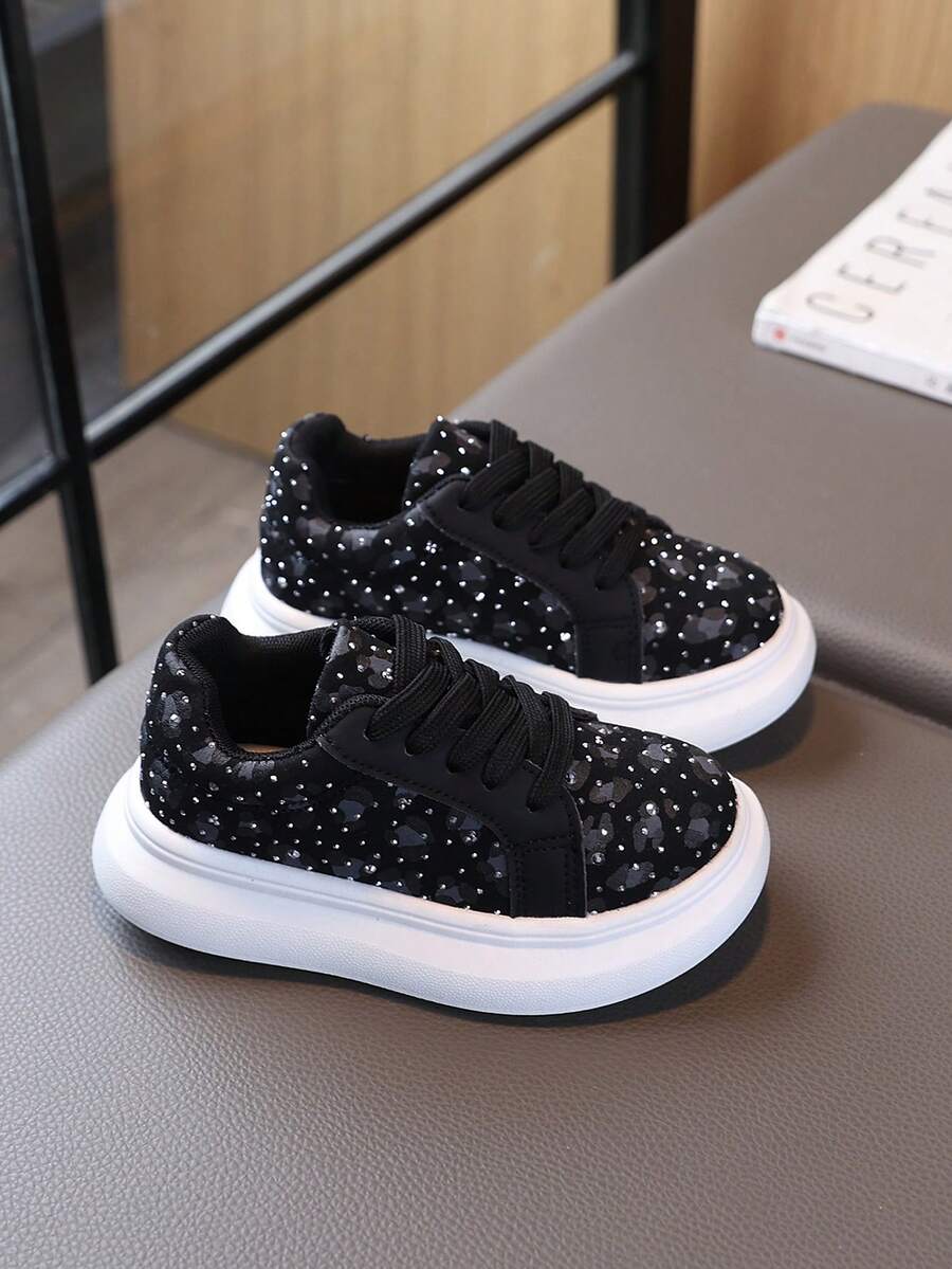 1 Pair Fashionable Versatile Infant Toddler Shoes With Print - Black - View 1