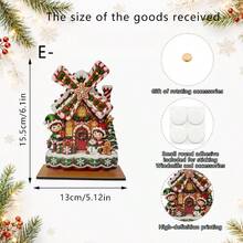 Wooden Rotating Christmas Windmill Ornament, Vintage Gingerbread House Snowman Christmas Tree, Interactive Rotating Desktop Christmas Decor Gift - A - View 5
