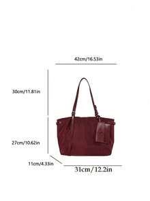 Large Capacity Women's Fashion Nylon Canvas Tote Bag, Mommy Commuter Shoulder Bag - Burgundy - View 7