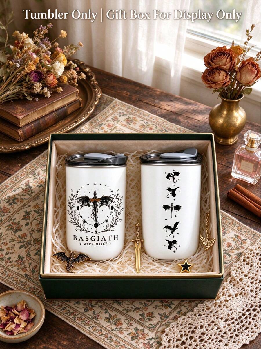 1個/5個 300ml BASGIATH War Academy 咖啡馬克杯，適用冷飲，適合送給男友的節日與生日禮物，不鏽鋼保溫隨行杯，居家使用與下午茶適用，適合冰咖啡、果汁、燕麥奶，適用於學校與日常生活，魔法愛好者送男友禮物