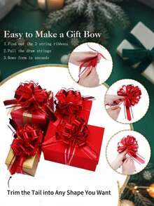 12/6/1pc Bow Ribbon Gift Packaging Bows, Large Red Christmas Bows - Reusable Birthday Ribbon Bows For Gift Boxes And Decoration, Gift Packaging Wedding Baskets - Multiple Styles - View 9