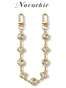 1pc Rhinestone Decorated Women's Bag Chain (First Diamond Shape Round And Square Random) - Gold - View 4