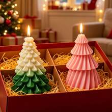 2pcs Christmas Tree Candle Silicone Mold, Christmas Holiday Decoration Mold, Candle Plaster Aromatherapy Ornament DIY Silicone Mold - White - View 2