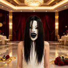 Halloween Ghost Mask Long Hair Black Scary Latex Face Mask Party Headgear Party Accessory - Long-haired Female Ghost - View 4