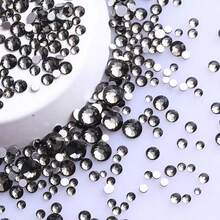 1440pcs Clear Black Mixed Color SS3-SS20 Glass Flat Back Teardrop Rhinestones, DIY Nail Art, Phone Case, Water Cup Accessories Decoration - AA - View 1