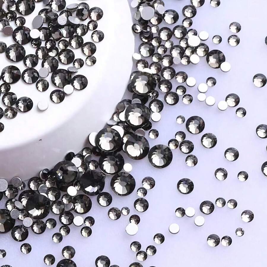 1440pcs Clear Black Mixed Color SS3-SS20 Glass Flat Back Teardrop Rhinestones, DIY Nail Art, Phone Case, Water Cup Accessories Decoration - AA - View 1