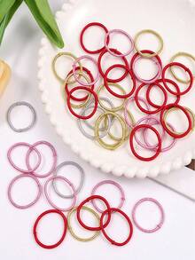 50Pcs Mixed Color Glitter Mini Hair Ties, Girls High Elastic Small Ponytail Holders, No Damage Kids Hair Bands Hair Accessories > - Multicolor - View 2