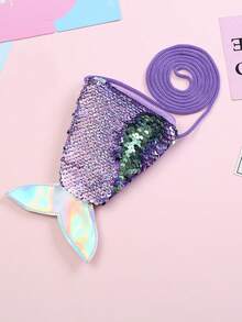 6pcs Sequin Coin Purse With Lanyard – Small Crossbody Bag For Kids Featuring A Fish Tail And Reversible Two-Tone Sequins - Multicolor - View 10