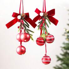 1pc Bow Christmas Ball Bell Hanging Ornament, Christmas Door Hanging, Home Window Holiday Decoration - Multicolor - View 5