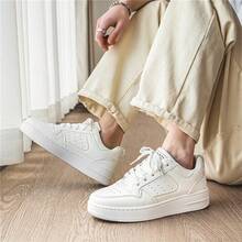 XSPV Men's Casual Low-Top Lace-Up Thick Sole Sneakers White Shoes For Daily Commute - White - View 3