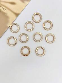 2/6/10pcs Exquisite Rhinestone O-Shaped Open Ring Bag Accessories, Premium Gold Round Buckle, Metal Round Spring Clasp Key Ring, Suitable For Handbag And Wallet Decoration, Keychain Replacement DIY Handmade Accessories - Multicolor - View 1