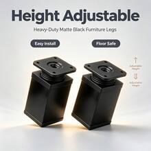 4pcs Adjustable Furniture Legs, Square Furniture Riser Legs/Legs, Heavy Duty Table Leg Extension, Metal Cabinet Feet; Suitable For Coffee Table, Cabinet, Desk, Sofa And Shelf; Non-Slip Base - Black - View 1