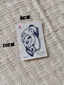 1pc Minimalist Y2K Small Pattern Temporary Tattoo, Unisex, Easy To Apply, Lasts 7-14 Days On Skin, Suitable For Beach, Party, Body Decoration - Blue - View 5