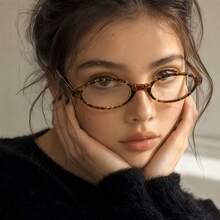 1pc/4pcs Vintage Small Oval Fashion Glasses, Women's Non-Prescription Clear Lens Decorative Glasses, Small Size, Daily Matching Accessory - Transparent - View 10