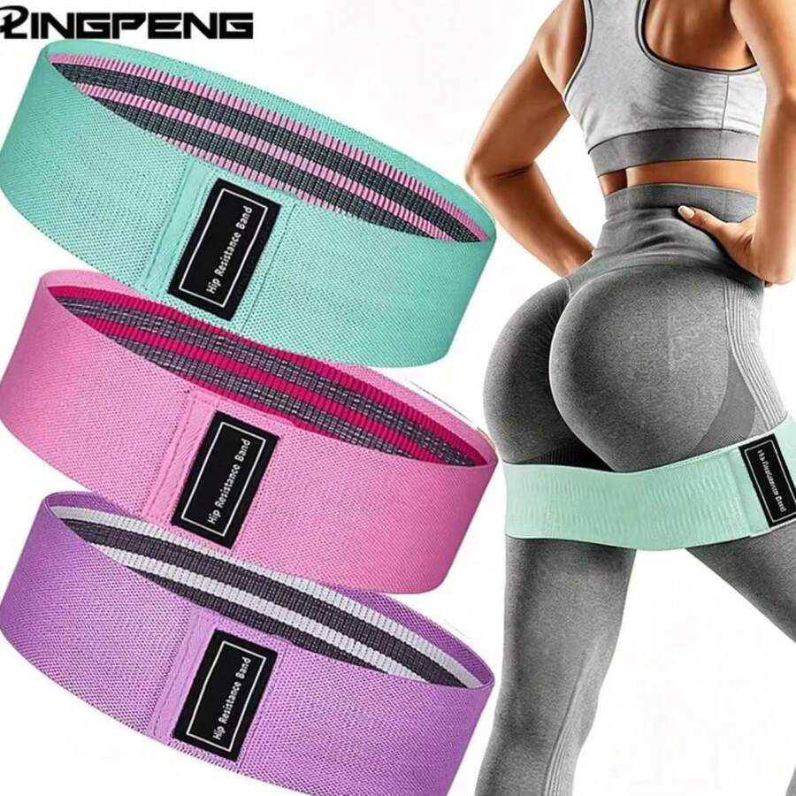 1pc Random Color Knitted Hip Resistance Band Set, Leg Strength Training Yoga Pilates Accessory, Home Fitness Equipment - A - View 1