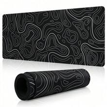 1pc XXL Topographic Map Pattern Mouse Pad - Extra Large Extended Desk Mat, Suitable For Gaming, Black And White Minimalist Keyboard Pad, Suitable For Office And Home - View 6