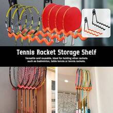 1 pieza Soporte para raqueta de tenis, estante de almacenamiento de raquetas de tenis montado en la pared, soporte para raquetas de bádminton para raquetas de bádminton, raquetas de tenis, raquetas de tenis de mesa con herrajes y tubo de silicona antiarañazos - Multicolor - Ver 7