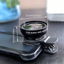 2-In-1 Phone Camera Lens Kit 0 45 Wide Angle Macro Lens 37 Universal Clip Portable Ultra-Light Storage Bag Landscape Portrait Close-Up Photography Accessories - A - View 2