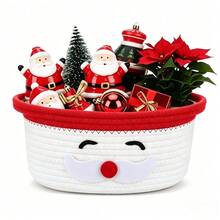 1pc Cute Christmas Theme Storage Basket, Home Living Room Holiday Decoration Gift Storage Bin - Multicolor - View 14