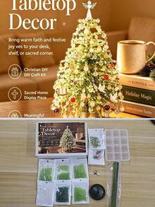 1 Set DIY Beaded Christmas Tree Kit, Handmade Shiny Holiday Decoration, 3D Crystal Bead Christmas Tree Making Set, Holiday Desktop Christmas Tree Decor - Multicolor - View 12