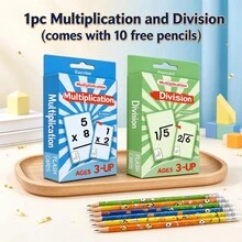 1/4 Set Math Flashcards, 36 Cards/Set, Includes Addition, Subtraction, Multiplication, Division, Rounded Corners, Reusable Learning Cards, Erasable, Multicolor, Portable, Suitable For Addition, Subtraction, Multiplication, Division Practice, Math Games, Teaching Aid, Back To School Stationery, Teacher Gift - Multi-color - View 14