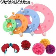 4/8/12/16/20Sets Pom Pom Maker, Plastic Pom Pom Knitting Tool Set, Handmade Knitting Tool DIY Craft Accessories, Random Color - Multicolor - View 2