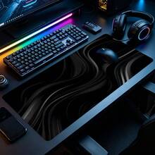 Alas Meja Seni Cair Gelombang Hitam Abstrak, Alas Mouse Gaming, Alas Mouse XL Panjang dengan Tepi Jahitan dan Alas Karet Anti Selip, Alas Meja Keyboard Besar untuk Gamer, Kantor, dan Dekorasi Rumah, Hadiah Ulang Tahun dan Natal yang Sempurna - View 1