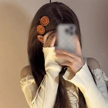 1/2pcs/4pcs 2026 New Alloy Button Hair Clips, Fashionable Sweet Style Alligator Hair Clips, Brown Hair Accessories For Women - Multicolor - View 11
