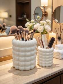 2pcs/1pc Bubble Makeup Brush Holder, Ins Cream Style Desktop Cosmetic Organizer, Vanity Makeup Display Rack, Large Capacity Multi-Functional Pen Holder, Bathroom Desktop Storage Container For Home Decor - Multicolor - View 2