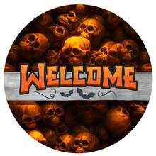 Halloween Welcome Sign Vintage Wooden Stained Glass Door Plaque Hanging Decor For Store Holiday Decoration - Multicolor - View 6