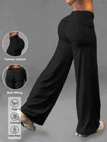 Women's Sports Long Pants, Suitable For Outdoor Activities, Daily Wear And Commuting, Minimalist Style, Lightweight And Moisture-Wicking - Black - View 1