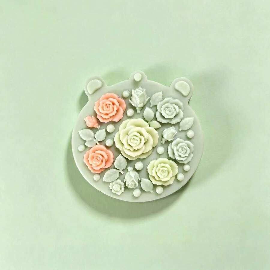Bear Ear Rose Silicone Mold DIY Handmade Candle Aromatherapy Plaster Soap Silicone Mold - White - View 1