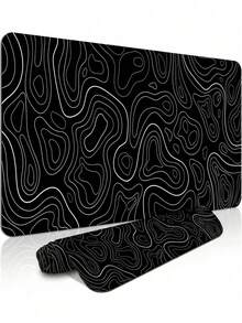Black & White Line Pattern Extra Large Mouse Pad, Gaming Desk Mat, Large Keyboard Pad, Washable, Rubber Non-Slip Bottom, Gift Mouse Pad, Desktop Protector, Study Desk Mat, Multiple Sizes Available, Computer Keyboard Pad, Laptop Pad - View 2