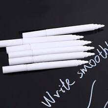 6pcs White Liquid Chalk Markers, Quick-Drying Dry-Erase And Wet-Erase Markers, Erasable And Washable, Suitable For Blackboard, Glass, Window, Office Stationery - Rectangle - View 3