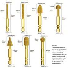7pcs Diamond Rotary Grinding Bits Set, Hex Shank Diamond Carving Burrs ...