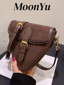 Tas Bahu Asimetris Fashion Wanita, Desain Personal, Warna Merah Lipstik Musim Gugur/Dingin, Penutup Gesper, Cokelat Kopi Matte - Kopi - View 2