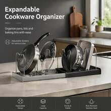 JPEK Adjustable Pot Lid Organizer, Suitable For Cabinets, Drawers And Countertops, Large Capacity Kitchen Storage Rack Can Hold Up To 10 Items, Sturdy Kitchen Utensil Rack, Create A Tidy Kitchen - Multicolor - View 4