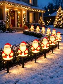 Solar Santa Claus Pathway Lights, IP65 Waterproof Stake Lights With 8 Lighting Modes, Auto On At Dusk, 8H Working Time, Outdoor Ground Lights For Yard Garden Walkway Driveway Christmas Decorations - Multicolor - View 7